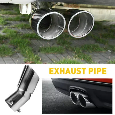Car Rear Dual Exhaust Pipe Tail Muffler Tip Throat 1.4-2.5  Stainless Steel Auto • $19.09