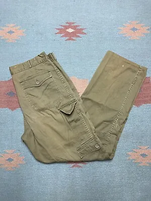 Vintage UFO Military Cargo Pants Cotton Olive Green 70s Rave Baggy Skater 32x30 • $72