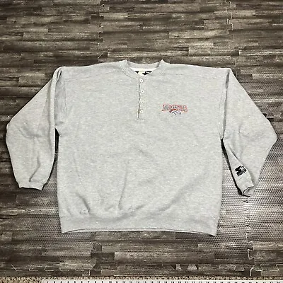 Vintage 90s Denver Broncos Starter Sweatshirt Henley Grey XL VTG NFL Casual • $34.99