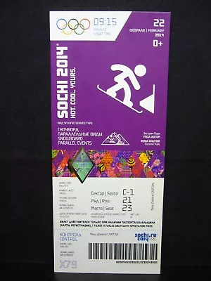 2014 Sochi Olympic Winter Games Tickets Snowboard Parallel - 22 FEB (LO) • $15