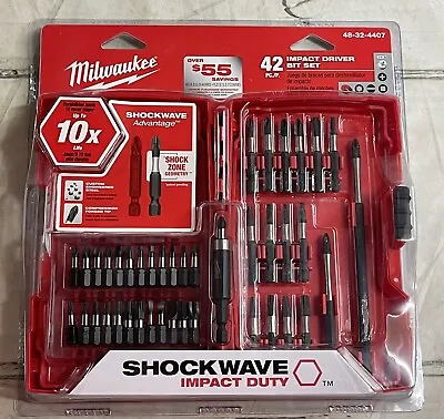 Milwaukee Shockwave 42 Piece Impact Driver Bit Set In Case 48-32-4407 - NEW • $19.99