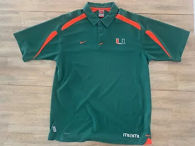 Miami Hurricanes Nike Dri-Fit Green Short-Sleeve Polo Size Large • $30