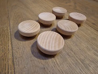£6 • Buy 6X Wooden Knob With Screws Wood Round Pull Knobs For Drawer Cabinet Doors DIY UK