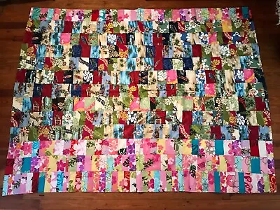 Incredible Vintage Hawaiian Patchwork Quilt Colorful Pictorial Tropical Fabrics • $495