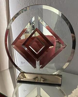 Vintage-RARE- 1970s-Signed -Jon Gilmore -Beveled Mirror Sculpture -12”X 12”-USA • $74.50