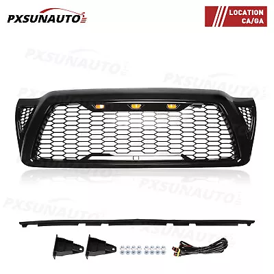 For 2005-2011 Toyota Tacoma Front Bumper Hood Upper Mesh Grille LED Grill Black • $65.99