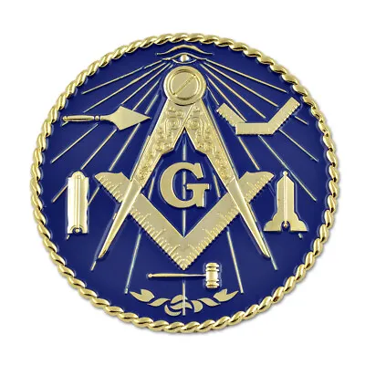 Working Tools Round Masonic Auto Emblem - [Blue & Gold][3'' Diameter] • $11.99