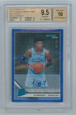 $1150 • Buy 2019 -20 Donruss Ja Morant Rookie Blue Infinite Auto 14/35 BGS 9.5 True Gem+