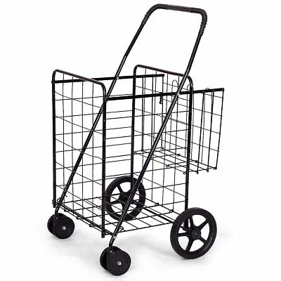 IRONMAX Utility Shopping Cart Foldable Jumbo Basket Grocery Laundry W/ Wheels • $54.99