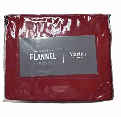 Martha Stewart Collection 100% Cotton Soft Flannel 3-Pc. TWIN Sheet Set Red • $39.95