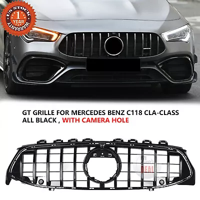 All Black GT Grille Front Bumper For 2020-2022 Mercedes W118 CLA200 CLA45 AMG • $134.99