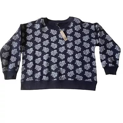 J. Crew University Terry Crewneck Sweatshirt Blue Paisley Size Small • $27.90