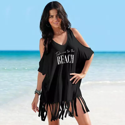 £13.59 • Buy Women Beach Bikini Cover Up Tassel T-Shirt Swimwear Beachwear Swimsuit Dress Top