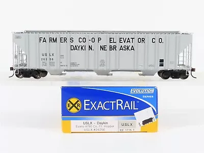 HO ExactRail EE-1715-1 USLX Farmers Co-Op Daykin 3-Bay Covered Hopper #26256 • $34.95