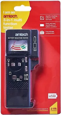 Amtech 3-In-1 Multi Function Tester Battery Multi Bulb Fuse Electric • £12.80