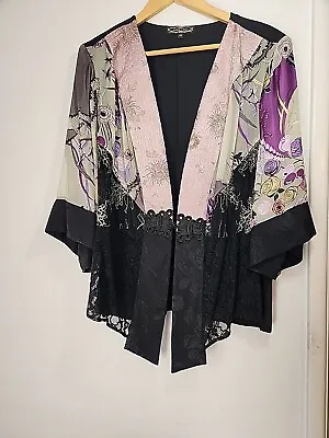 VTG 90s Violet Kay Silk Blend Kimono Jacket Womens 1X • $49.95