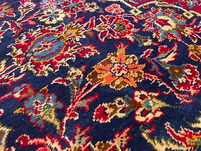 BLUE VINTAGE ORIENTAL RUG 8x12 HAND-KNOTTED Big Antique Fine Handmade 9x12 8x10 • $2495