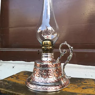 Copper Oil Lamp 700 Ml Capacity Handmade Kerosene Vintage Style Table Lamp • $69.90