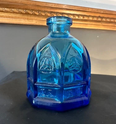 $18.99 • Buy Vintage Wheaton NJ Blue Glass Inkwell Bottle Carter Cathedral