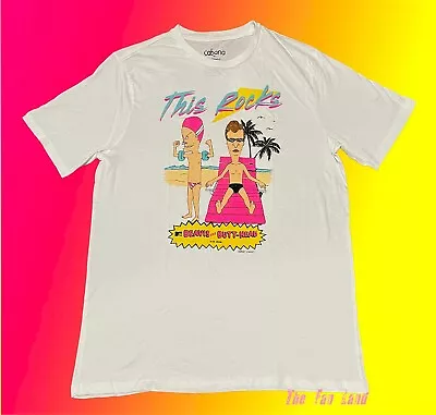 New MTV Beavis And Butthead Mens 1993 Spring Break White Vintage Classic T-Shirt • $21.95