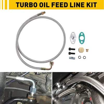 Turbo Oil Feed Line Kit T3 T4 T60 T61 T70 1/8 PNT 90 Degree 41 In Aluminum Alloy • $18.99