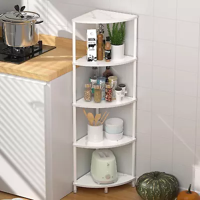 5 Tier Corner Shelf Stand 44.1  Kitchen Shelf Organizer With Metal Frame Small • $69.86