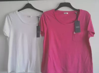 Jack Wills Ladies  Summer T-shirts Pink/white X2 Nwts Size Uk 14 • £4.99