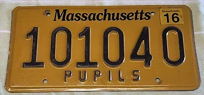 Massachusetts PUPILS License Plate # 101040 • $20