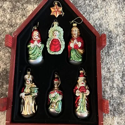 Mikasa Nativity Handblown Christmas  Ornaments In Wooden Box Jesus Decor • $79.99