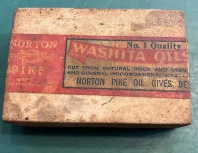 Vintage NORTON PIKE No. 1 Quality WASHITA Oilstone Sharpening Stone 3”x2”x1” USA • $9.95