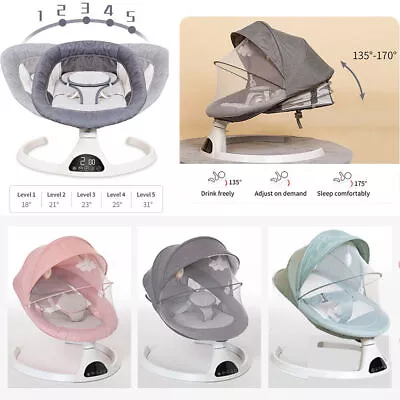 Bluetooth Electric Baby Swing Infant Cradle Bouncer Rocker Chair W/ Music Remote • £69.90