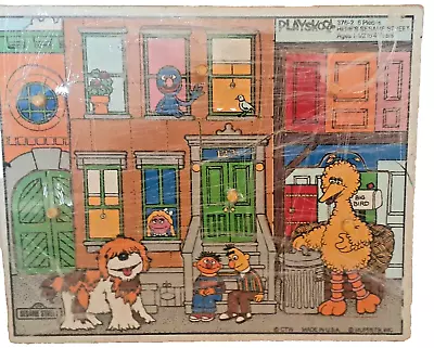 VTG Sesame Street Wood Puzzle Playskool 6 Pc Here's Sesame Street USA Ages 1.5-6 • $7.50