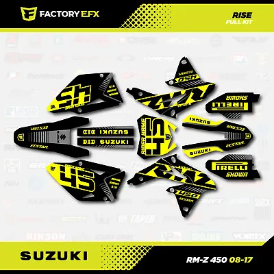 Blk Yellow Gray Rise Racing Graphics Kit Fit 08-17 Suzuki RMZ450 Sticker RMZ 450 • $69.99