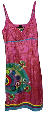 Desigual Dress Size 36 Small Y2k Vintage Butterfly Sleeveless V Neck Embroidered • £34.22