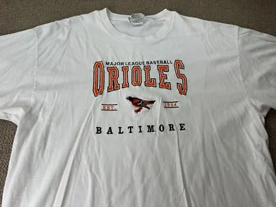 Baltimore Orioles Shirt 2XL Lee Nutmeg Mills White Orange Embroidered VTG • $24.49