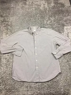 J Crew Button UP Shirt Mens Size Large White Brown Check Pattern Tailored Fit LS • $14.88
