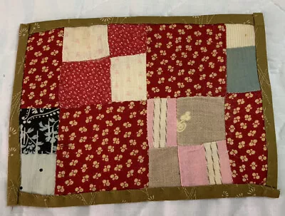 Antique Vintage Patchwork Mini Quilt Table Topper Four Patch Early Calicos • $4.65
