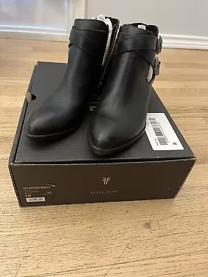 Ray Western Shooter Frye Boots Shoes Size 7M Black 77099 3477099-blk Worn 1 Time • $79