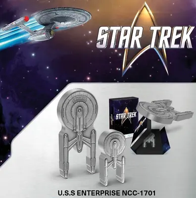 2024 Niue Star Trek USS Enterprise Coin 1701 Shaped Antiqued 1 Oz .999 Silver • $104.99