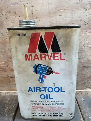 Vintage MARVEL Air Tool  Oil Qt Can ¾ Full 3/4 Full Collectible Advertising 32oz • $99.63