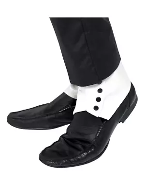 1920s Gangster Stylish Elegant Spats White Fancy Dress Costume Accessory • $10.73