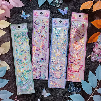 Fantastic Butterfly Holographic PET Stickers For Journal Photo Card Diy Crafts • £2.27