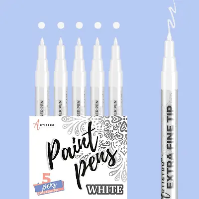 ARTISTRO 5 White Paint Pen For Rock Painting Stone Ceramic Glass Wood Tire • £9