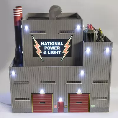 O Scale National Power & Light Industrial Building - LED Prelit & Animated Sign • $114.99