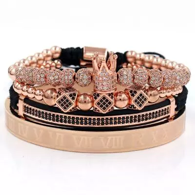 Imperial Crown King Bracelet Luxury Charm Roman Numeral  CZ Zircon Bracelet Kit • £19.08