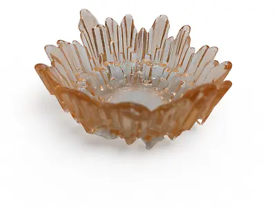 Vintage MCM Arabian Peach Ice Art Glass Bowl 7 1/2  Width • $42.50