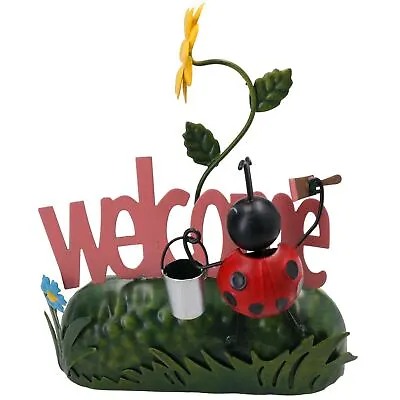 £15.57 • Buy Miniature Life Metal Ladybird Welcome Garden Home Gift Ornament 9x17x20cm