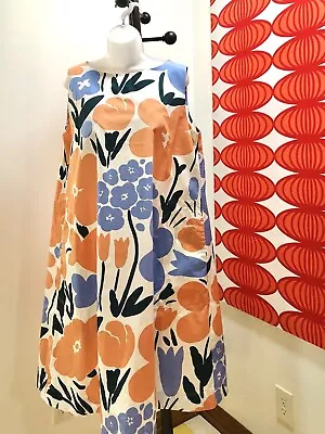 Uniqlo X Marimekko Women's L Floral A-Line Sleeveless Dress Orange NWT Finland • $49