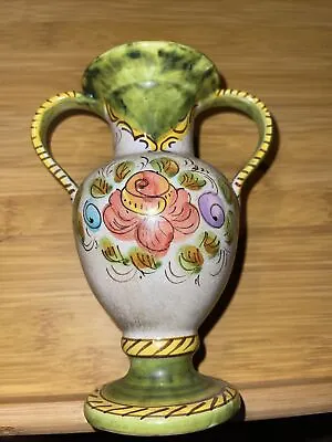 Vintage Deruta Floral Vase Italian Pottery Mcm Handpainted Numbered 201/15 • $9.99