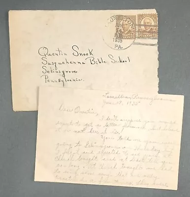 Selinsgrove PA Vintage Personal Letter With Envelope 1935   E2-5 • $9